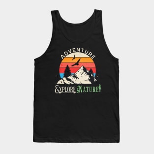 Adventure Explore Nature Retro Sunset Design Tank Top